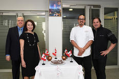 Voir la photo - Photo Caption, from left to right:  Marc Devito (Honorary Consul of Canada in Monaco), France Rioux, (President of he Canadian Club of Monaco) with Raphaël and Daniel Vézina (Canadian chefs)© –Government Communication Department/Manuel Vitali