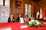 La Mairie signe le PNTE 8-10-18 - 
The Mayor, Georges Marsan, signs the National Energy Transition Pact Commitment Charter in the Wedding Hall, alongside Marie-Pierre Gramaglia and Annabelle Jaeger-Seydoux (right)and Marjorie Crovetto-Harroch (left)Photo credit: Michael Alesi © Government Communication Department