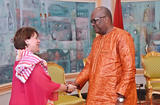 Mission Burkina - Isabelle Rosabrunetto, Director General of the Ministry of Foreign Affairs and Cooperation and H.E. Mr Roch Marc Christian Kabore, President of Burkina Faso  ©DIRCOM:Présidence du Faso