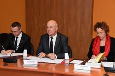 Muiznieks - Mr Giancarlo Cardinale, Deputy to the Director of the Office of the Commissioner for Human Rights; Mr Nils Muižnieks, Council of Europe Commissioner for Human Rights; and Ms Françoise Kempf, Advisor © Government Communication Department / Manuel Vitali