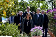 Officiels jardin éphémère - From left to right: Jean-Luc Puyo, Director of Urban Amenities, Timothée Roche, designer and draughtsman for the Department of Urban Amenities, Marie-Pierre Gramaglia, Minister of Public Works, the Environment and Urban Development, Xavier Beck, First Vice-President of the Alpes-Maritimes Departmental Council, and Georges Restellini, Head of the Gardens Section in the Department of Urban Amenities. ©Manuel Vitali – Government Communication Department