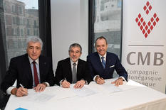 Partenariat CMB DENJS - From left to right:  Etienne Franzi, President of the CMB, Patrice Cellario, Minister of Interior and Werner Peyer, Managing Director of the CMB.  ©Government Communication Department/Manuel Vitali