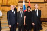 Voir la photo - Diplomatic Reception at the Historical MuseumFrom left to right:  H.E. Mr. Serge Telle, Minister of State, Mr. Gérard Pettiti, H.E. Ms. Mireille Pettiti, Ambassador of Monaco to the Russian Federation and Mr. Gilles Tonelli, Minister of Foreign Affairs and Cooperation.