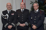 Voir les voeux de la Sûreté Publique - H.S.H. the Sovereign Prince surrounded by Richard Marangoni, Police Commissioner, and Chief Superintendent Régis Asso ©Charly Gallo Centre de Presse