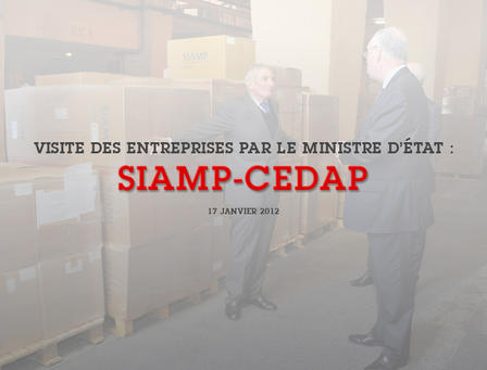 Vignette SIAMP-CEDAP - 17 January 2012 - Within the context of an effort which aimed to promote the different existing sectors of activity and skill in the Monegasque job market, as well as to attract new investors and new activities to the Principality, the Minister of State, Michel Roger, visited SIAMP-CEDAP, an industrial company in the Application of Plastics - European Plastic Application Company.