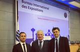 BIE 2016 - Mr Julien Cellario, Executive Director of Monaco Inter Expo; H.E. Mr Claude Cottalorda, Monaco’s Ambassador to France, and Mr Frédéric Labarrere, First Counsellor at the Embassy © DR