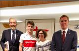 Charles Leclerc C Fautrier - From left to right:  Andrew Cannon, Honorary Consul of Monaco to Melbourne; Charles Leclerc, Formula 1 racing driver;  H.E. Ms. Catherine Fautrier, Ambassador of Monaco to Australia and Hadrien Bourely, Honorary Consul of Monaco in Sydney ©DR