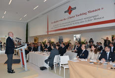 cluster ME - The Minister of State, H.E. Mr. Serge Telle, giving his speech at the opening of the Cluster Yachting Monaco ©Charly Gallo Government Communication Department