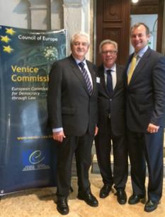 Commission de Venise 2016 - From left to right:  Professor Didier Linotte, President of Monaco's highest constitutional and administrative court, Mr. Gianni Buquicchio, President of the Venice Commission and Mr. Christophe Sosso, lawyer.  ©DR