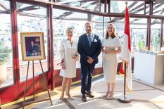 Conseil de l'Europe © Antoine Meyssonnier - - S.E. Mme Valérie BRUELL-MELCHIOR et S.E. Mme Anne-Marie BOISBOUVIER, accompagnées de M. Vianney MOSSER, Gestionnaire du Protocole au Ministère de l’Europe et des Affaires Etrangères