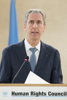 GT CDH - Gilles Tonelli, Minister of Foreign Affairs and Cooperation, at the high-level segment of the UN Human Rights Council © DR 
