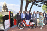 Inauguration Monabike - Surrounding H.S.H. the Sovereign Prince, from left to right: Roland de Rechniewski, Director of the Monegasque Bus Company; Luc Sabbatini, CEO of PBSC; Marie-Pierre Gramaglia, Minister of Public Works, the Environment and Urban Development; H.E. Serge Telle, Minister of State; Stéphane Valeri, President of the National Council; Tristan-Emmanuel Landry, Counsellor for the Canadian Embassy in Monaco; and Caroline Pratte, Canada’s Honorary Consul in Monaco. Copyright: Government Communication Department/Michael Alési   