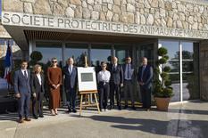 Inauguration SPA de Monaco. ©Direction de la Communication-Manuel Vitali - T.S.H. Prince Albert II and Princess Charlène, surrounded by Laura Reynaud, Deputy Prefect of Nice-Montagne and Cyril Piazza, Mayor of Peille (left); and by Céline Caron-Dagioni, Minister of Public Works, the Environment and Urban Development, Didier Guillaume, Minister of State, Thomas Brezzo, President of the National Council and Christophe Robino, Minister of Health and Social Affairs (right). © Government Communication Department – Manuel Vitali