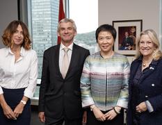 Monaco OACI - From left to right: Françoise Derout, CEO of Air Space Drone, Bruno Lassagne, Director of the Monaco Civil Aviation Authority, Dr Fang Liu, Secretary-General of the ICAO, and Dr Diane Vachon, Monaco’s Consul General in Montreal and Permanent Representative to the ICAO. © DR
