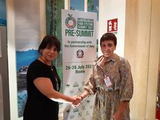 Monaco participe au Pré-Sommet  des Nations Unies sur les systèmes alimentaires - Photo caption: Ms Isabelle Rosabrunetto, Director General of the Ministry of Foreign Affairs and Cooperation, and Ms Carmen Burbano, Director of School Feeding at the World Food Programme (WFP)