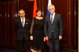 Réception Moscou 2018 - From left to right: Mr Gérard Pettiti; H.E. Ms Mireille Pettiti, Ambassador of the Principality of Monaco to the Russian Federation, and Mr Alexander Grushko, Russian Deputy Foreign Minister  © DR