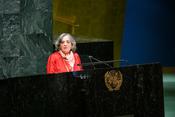 S.E. Mme Isabelle Picco à la tribune de l’ONU, le 2 décembre 2021. © UN Photo-Loey Felipe - H.E. Ms Isabelle Picco at the UN podium, 2 December 2021. © UN Photo/Loey Felipe
