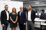 Voir la photo - Around H.E. Mr. Serge Telle, from left to right, Bruno Rodrigues, Director of Operations, Mireille Maccagno, Director of Strategic Projects and Steve Sasportas, General Manager. ©Direction de la Communication / Manuel Vitali